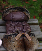 Faux Fur Trim Puffer Coat - Brown