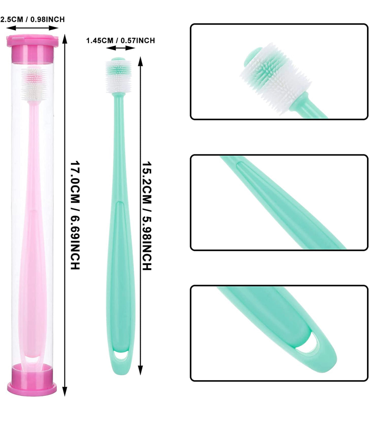 Dog Toothbrush 360 Degree Tooth Cleaning Brush Pink/Mint