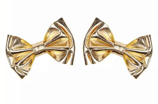 Metallic Gold Double Layer 4” Hair Bow x2