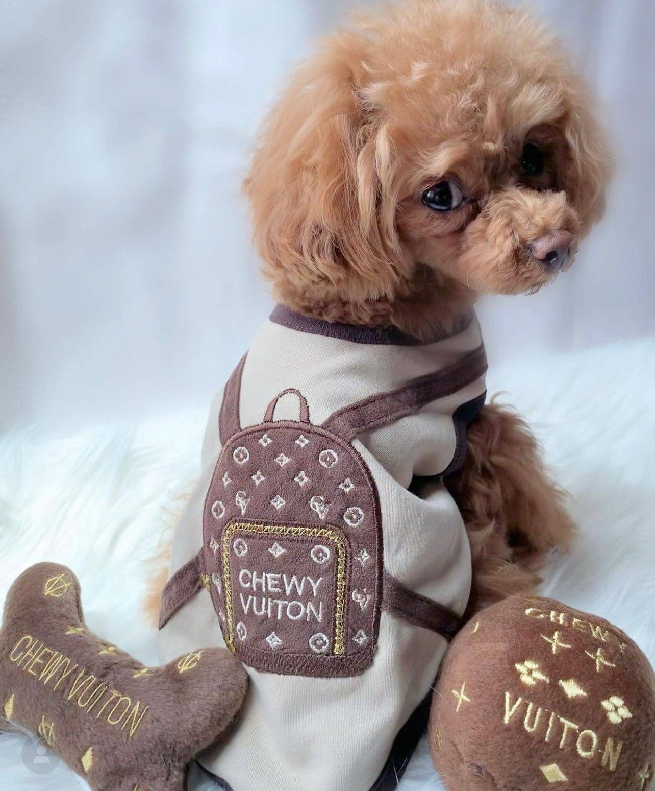Chewy Backpack Parody Top - Brown