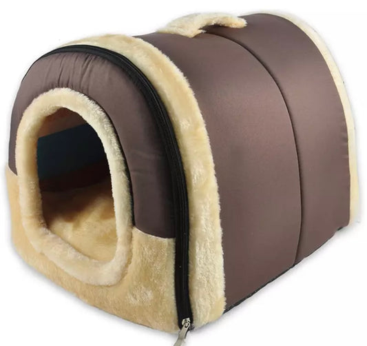 Indoor Hide-Away Dog Bed - Beige/Brown