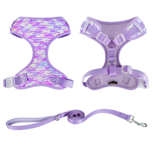 Sequin Harness and Lead Set - Purple