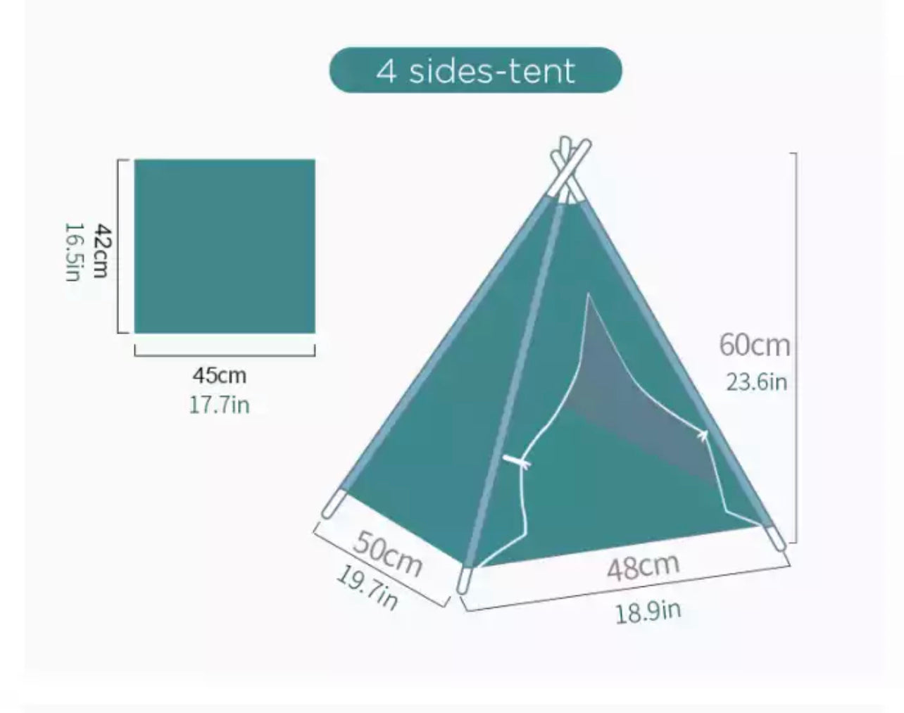 TeePee Dog Tent - White With Trim