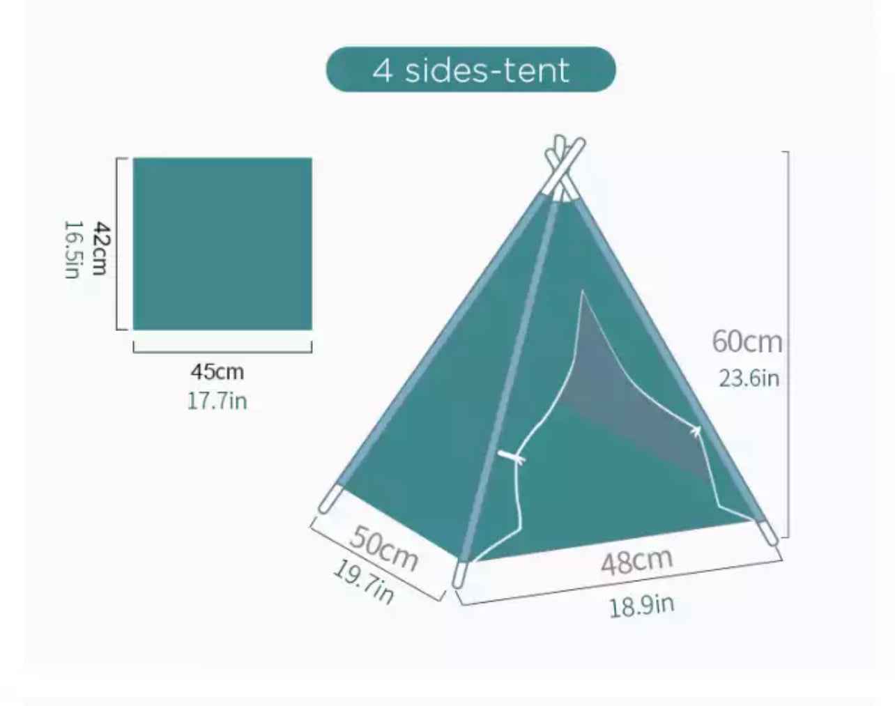 TeePee Dog Tent - White With Trim