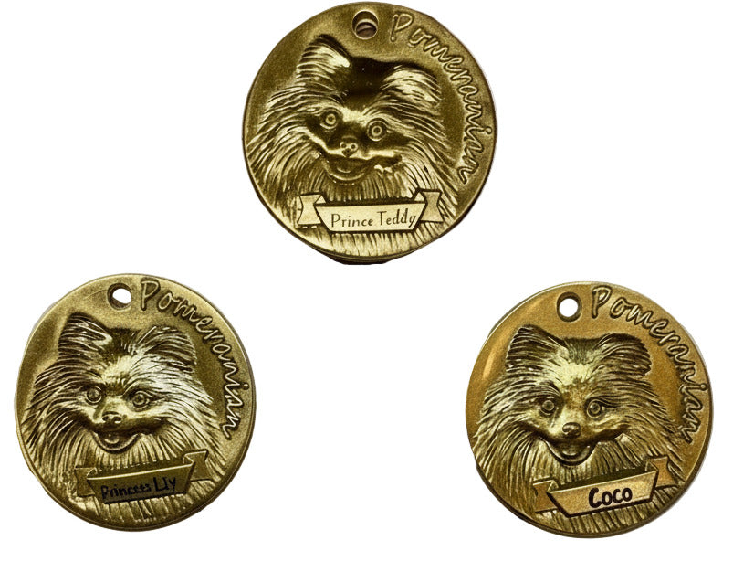 Personalized Brass Dog ID Tag 3D Model Pomeranian