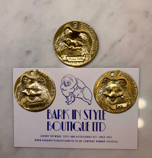 Personalized Brass Dog ID Tag 3D Model Pomeranian