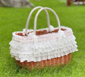 Dog Lace Wicker Basket Carrier - Beige