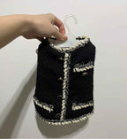 Tweed Style Dog 5 Jacket & Hat Set - Black