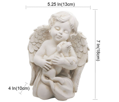 Cherub with Dog Memorial Statues