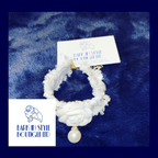 Handmade Tweed & Pearl Camellia Necklace