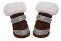 Faux Fur Glitter Booties - Brown