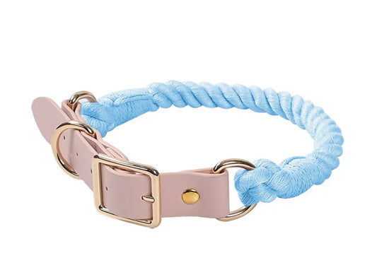 Rope Dog Collar - Baby Blue