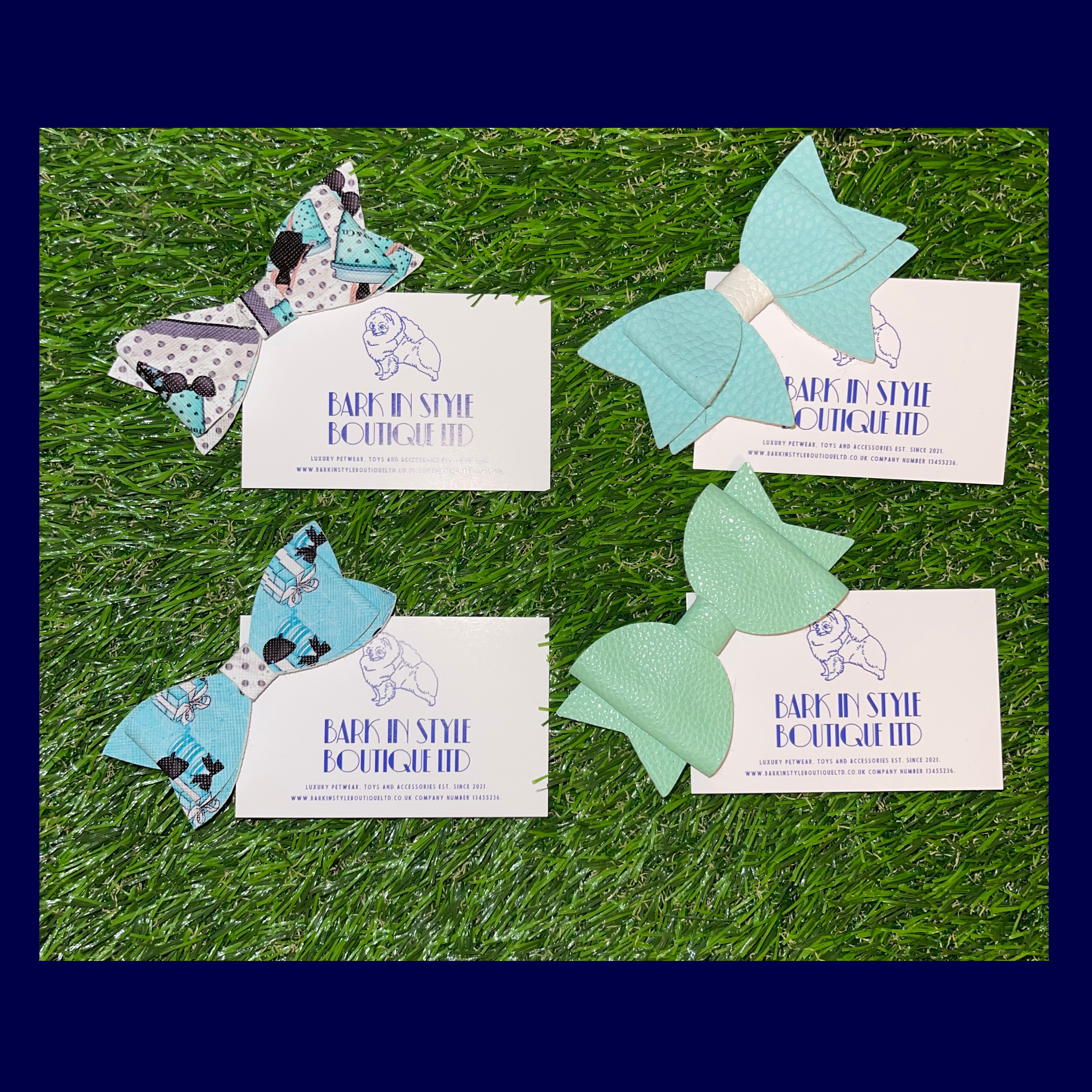 Handmade Blue Dog Bows