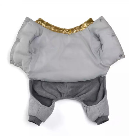 Full Body Dog Tracksuit Coat - Gold/Grey
