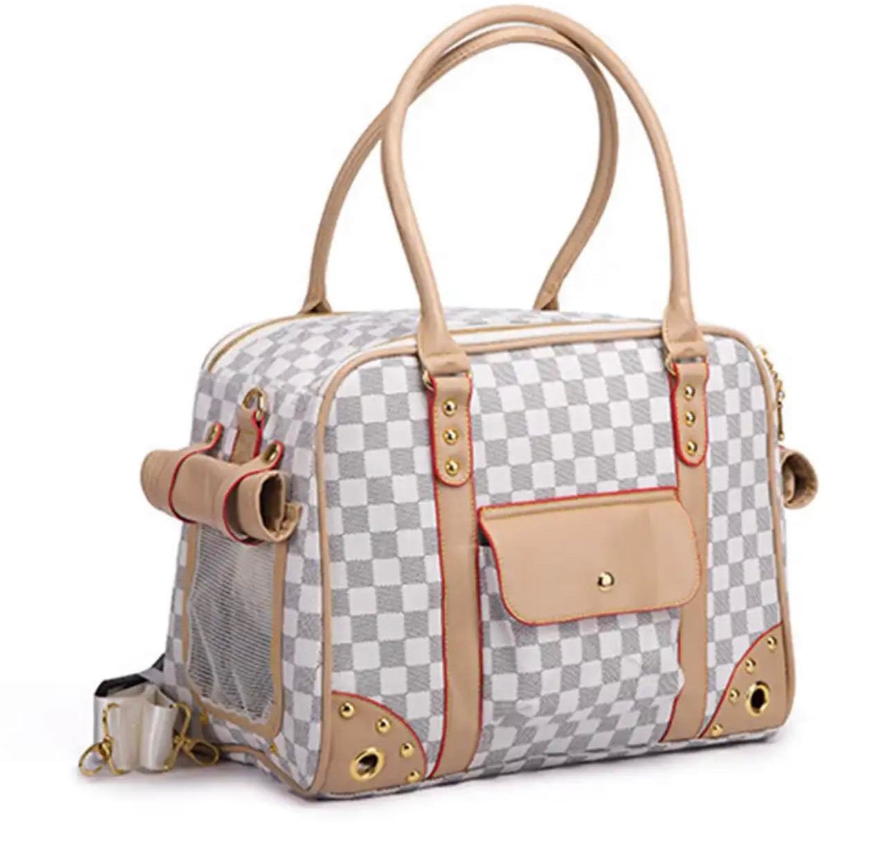 Plaid Pet Carrier - White