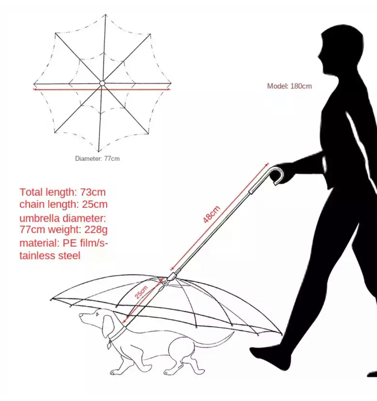 Clear Umbrella Dog Travel Clip on Harness
