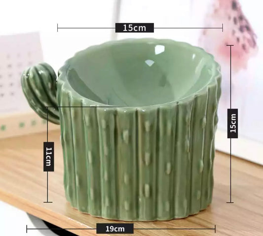 Cactus Ceramic High Feeding Bowl
