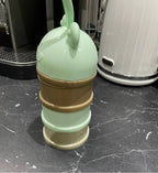 Triple Layer Stackable Pet Travel Treat Food Pot - Green/Beige