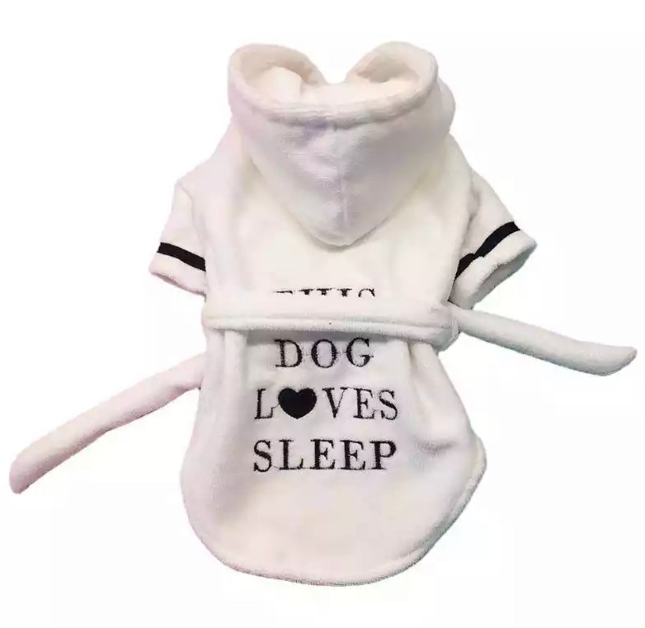 This Dog Loves Sleep Towelling Dressing Gown - White