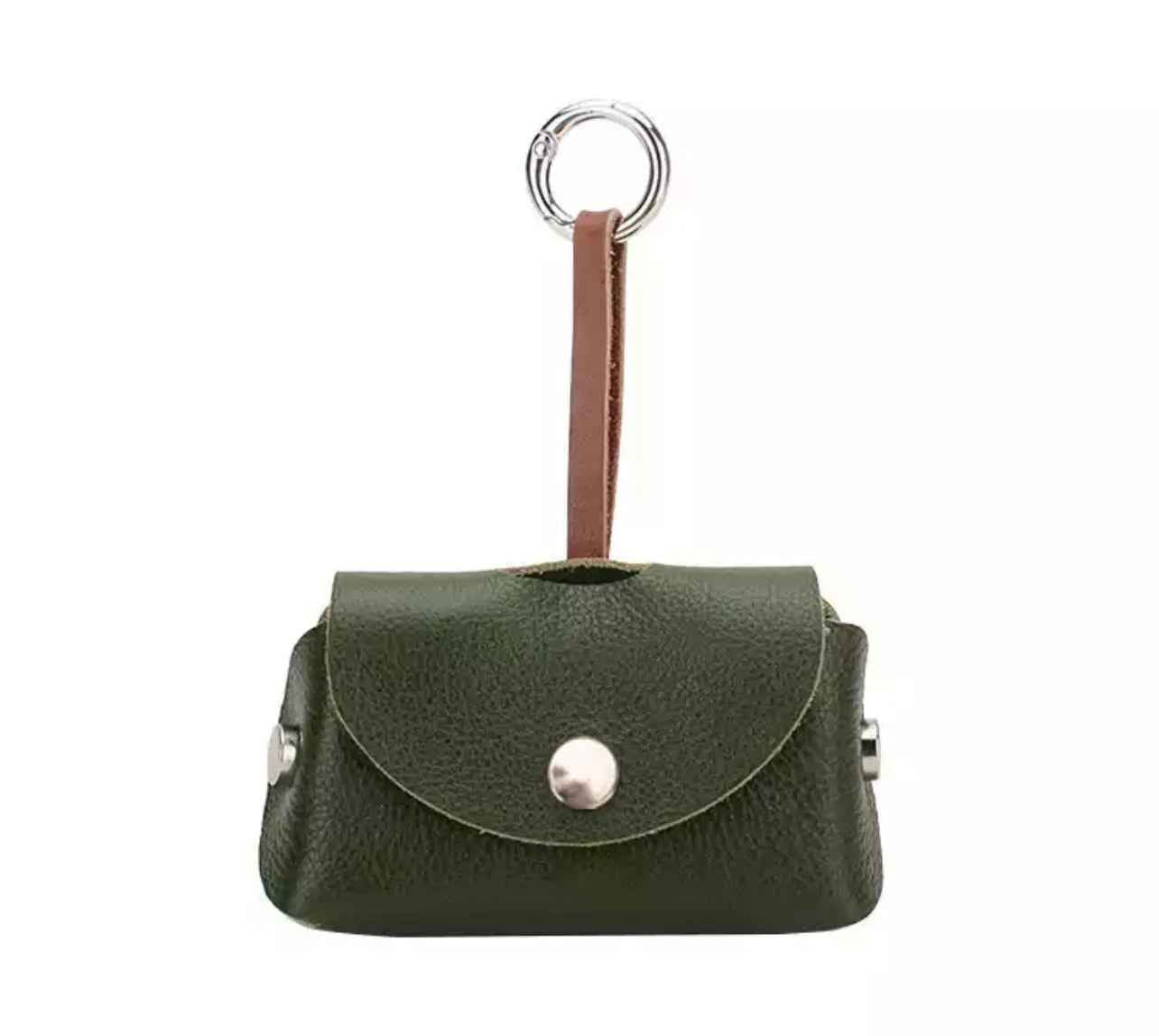 Genuine Leather Dog Poop Bag Dispenser - Green