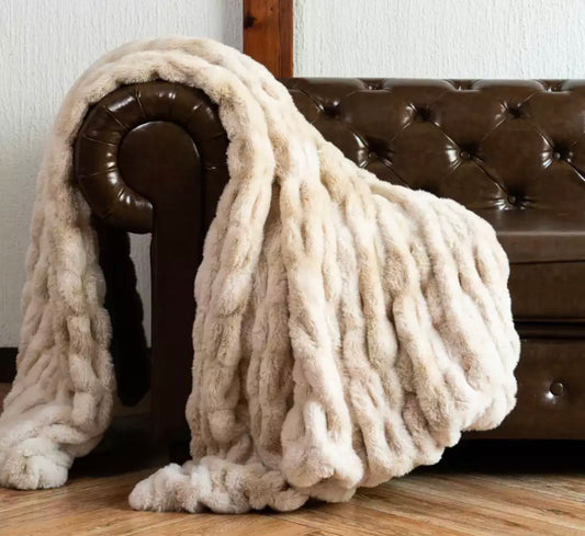 Luxury Faux Fur Blanket - Beige