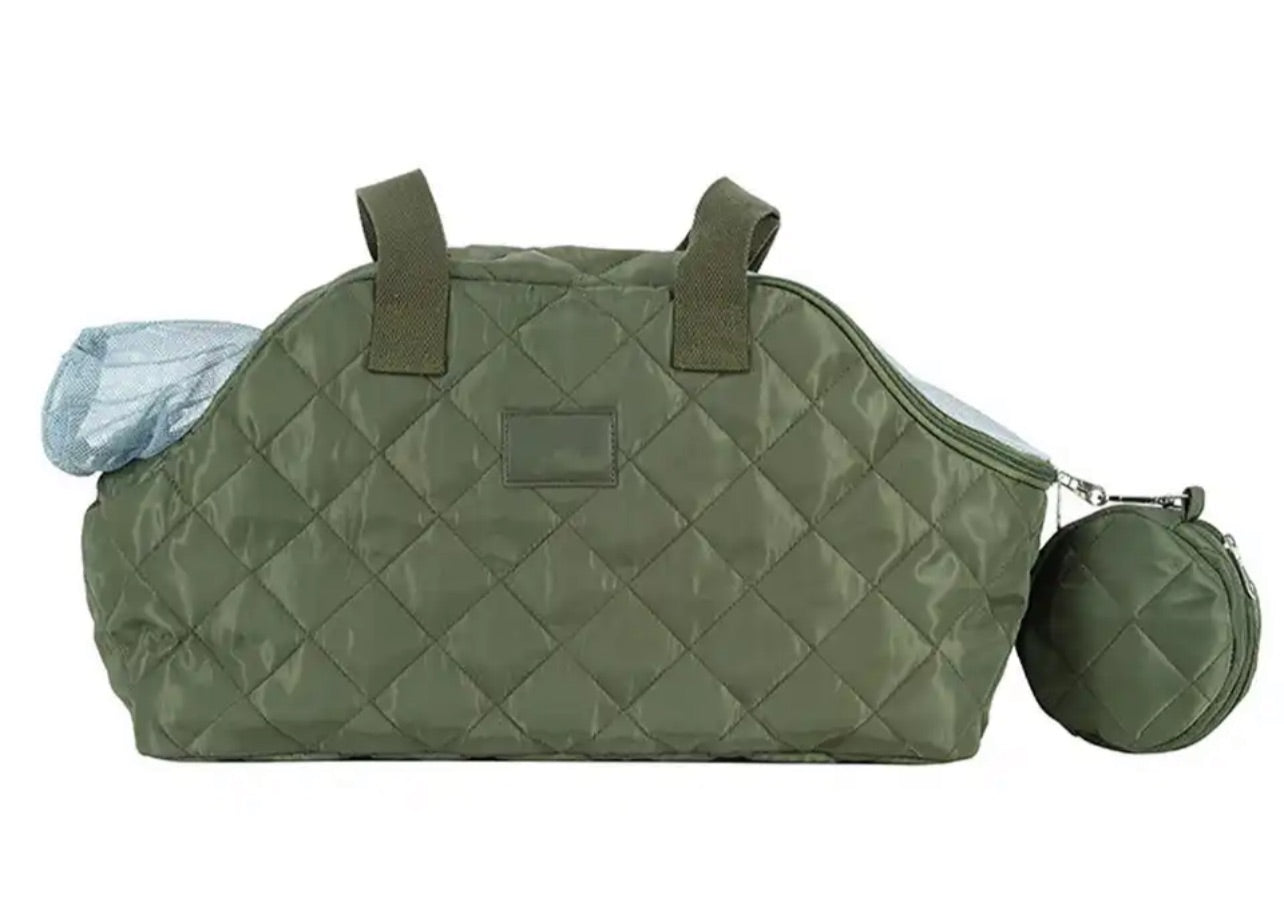 Portable Quilted Pet Carrier - Green