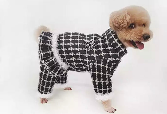 Tweed Peplum Dog Jumpsuit