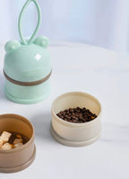 Triple Layer Stackable Pet Travel Treat Food Pot - Green/Beige